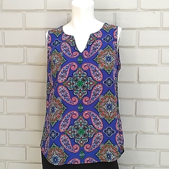 Renee C. Paisley Multicolored Sleeveless Blouse. Size Small. - Picture 1 of 9